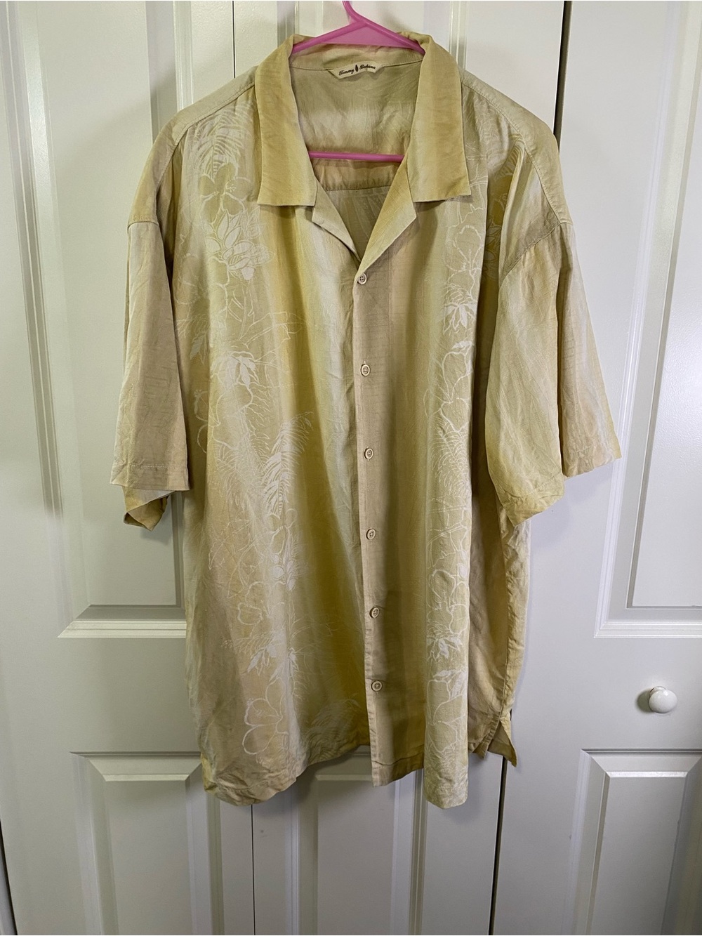 Tommy Bahama Pale Yellow Silk Button-Up Shirt